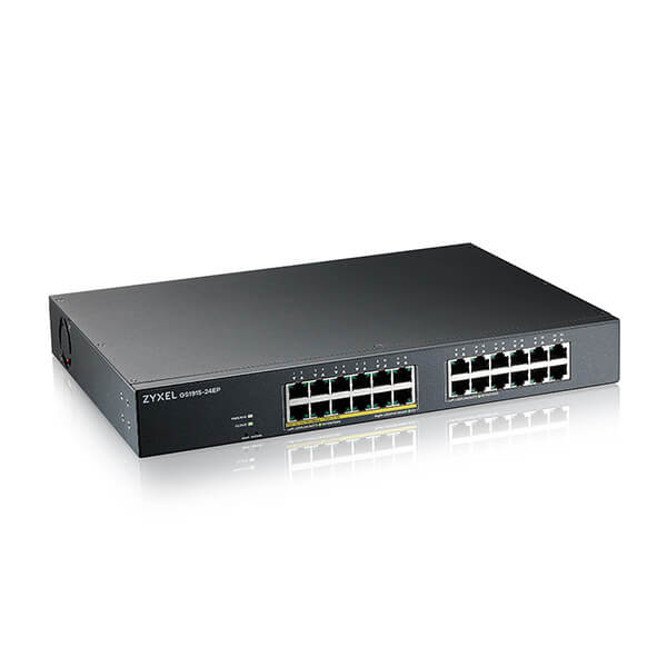 GS1915-24EP Zyxel GS1915-24EP 24-port GbE Smart Managed PoE Switch, 802.3at, rackmount, smart fan, 130 Watt (Max 12 ports)