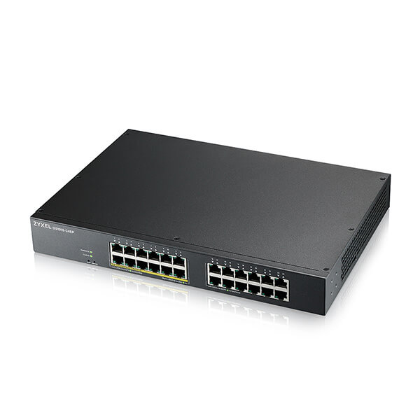 GS1915-24EP Zyxel GS1915-24EP 24-port GbE Smart Managed PoE Switch, 802.3at, rackmount, smart fan, 130 Watt (Max 12 ports)