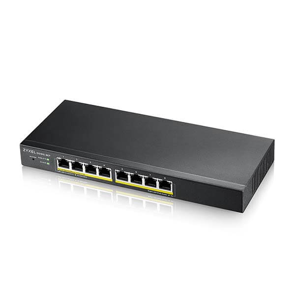 Zyxel GS1915-8EP 8-port GbE Smart Managed PoE Switch, 802.3at, desktop, fanless, 60 Watt