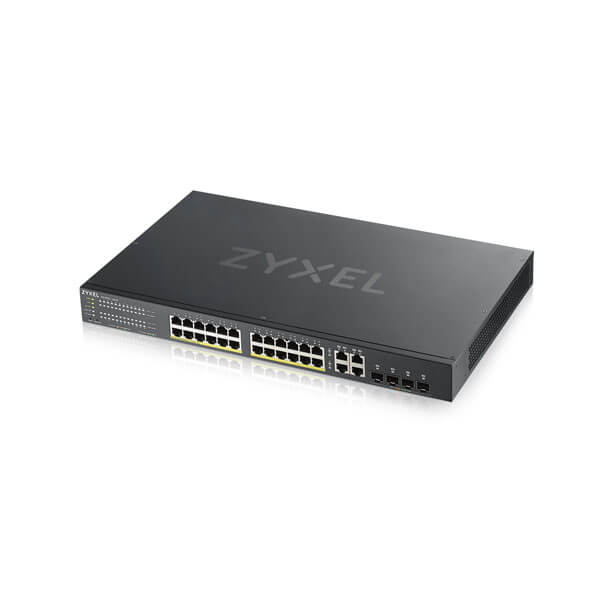 Zyxel GS1920-24HPv2 28 Port Smart Managed PoE Switch 24x1G + 4x1G Combo, 375 Watt PoE