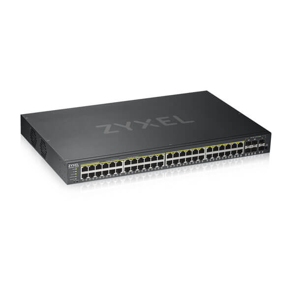 GS1920-48HPv2 Zyxel GS1920-48HPv2 50 Port Smart Managed PoE Switch 44x1G+ 4x1G Combo + 2x SFP, 375 Watt PoE (Max 48 Ports)