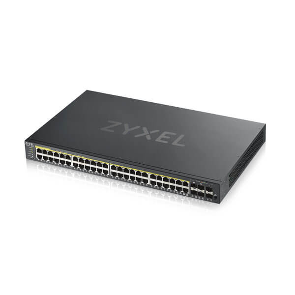 GS1920-48HPv2 Zyxel GS1920-48HPv2 50 Port Smart Managed PoE Switch 44x1G+ 4x1G Combo + 2x SFP, 375 Watt PoE (Max 48 Ports)