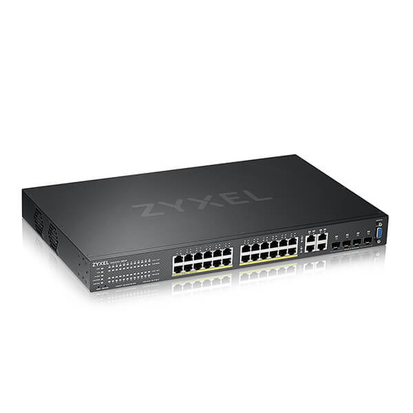 Zyxel GS2220-28HP 24 port GbE L2 PoE+ Switch with 4 combo (SFP/RJ-45) GbE Uplink 375 Watt