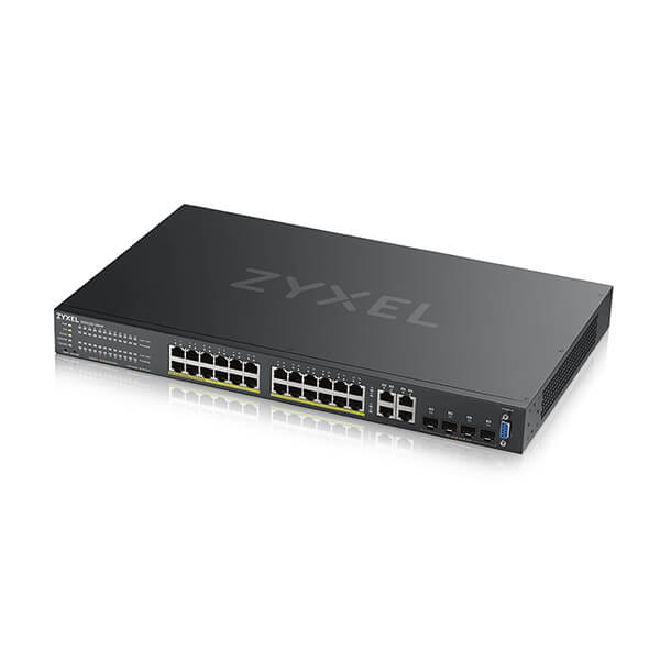 Zyxel GS2220-28HP 24 port GbE L2 PoE+ Switch with 4 combo (SFP/RJ-45) GbE Uplink 375 Watt