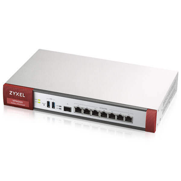Zyxel VPN 300 7 GE Copper/1 SFP, 2600 Mbit/S Firewall Throughput, 300 Ipsec VPN Tunnels / Wireless controller support up to 8/520 Aps