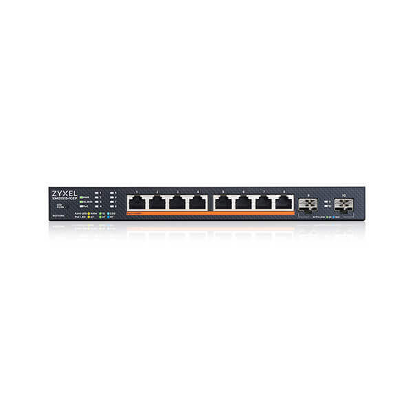 XMG1915-10EP Zyxel XMG1915-10EP 8-port 2.5GbE Smart Managed PoE Switch with 2 SFP+ Uplink, 802.3bt 130 Watt, destop, fanless (Support Static Route)