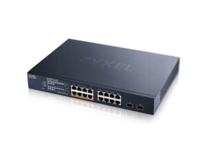 Zyxel XMG1915-18EP 16-port 2.5GbE Smart Managed PoE Switch with 2 SFP+ Uplink, 802.3bt 180 Watt (Max 8 ports), Rack Mount, fanless (Support Static Route)