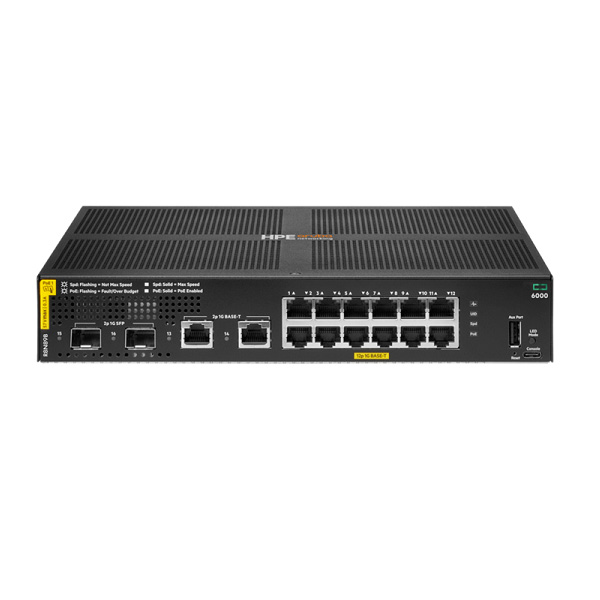 HPE R8N89B Aruba 6000 12G Class4 PoE 2G/2SFP 139W Switch
