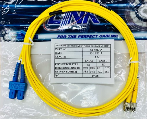 Link UF-6453D ST/SC Patch cord OS2, Duplex Jacket 3mm. LENGTH 3 M.