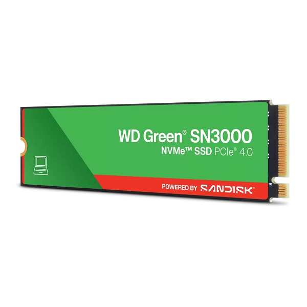 wd-green-sn3000-nvme-ssd-left.png.wdthumb.1280.1280 Western Digital WDS100T5G0E-00VLF0 WD Green SN3000 NVMe SSD - 1TB M.2 2280 PCIe Gen4.0 NVMe Read 5000MB/s, Write 4200MB/s (TLC)