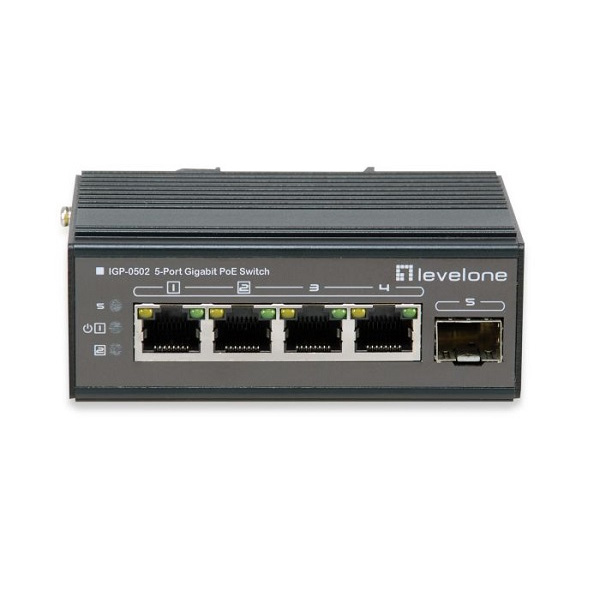 IGP-0502 Levelone IGP-0502 4 X GBE POE 30W + SFP UNMANAGED INDUSTRIAL POE SWITCH