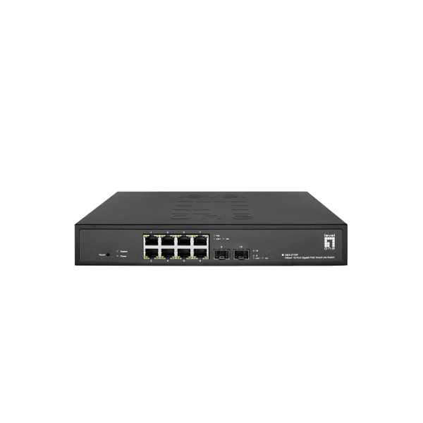 1 Levelone GES-2110P 8 X 1G POE RJ45 + 2 X 1G/100M SFP L2-LITE MANAGED POE SWITCH