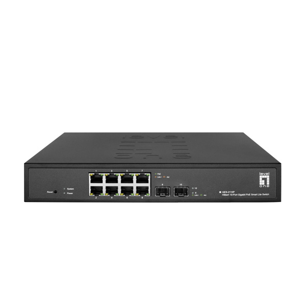 Levelone GES-2110P 8 x 1G POE RJ45 + 2 x 1G/100M SFP L2-lite Managed PoE Switch