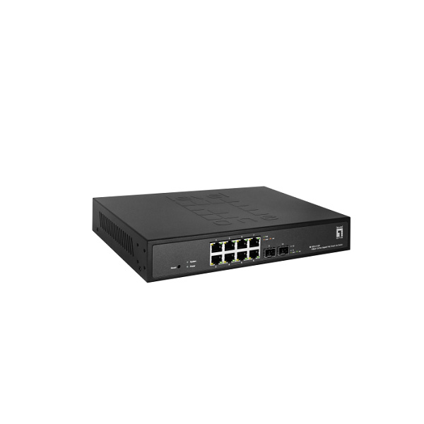 GES-2110P Levelone GES-2110P 8 X 1G POE RJ45 + 2 X 1G/100M SFP L2-LITE MANAGED POE SWITCH