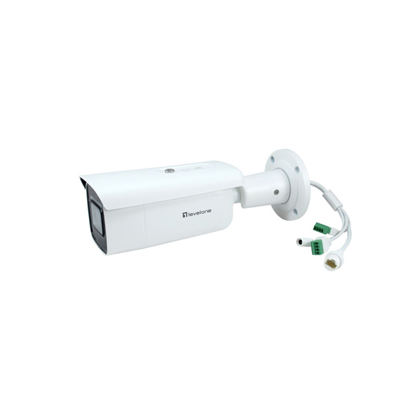 FCS-5095 Levelone FCS-5095 GEMINI 8MP 4K Zoom Bullet IP Camera, PoE, 4.3X Zoom, H.265, Two-Way Audio, IR LEDs, IP67, Vandalproof, Indoor/Outdoor