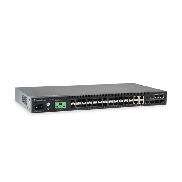 GTL-2872 Levelone GTL-2872 28-Port L3 Lite Managed Gigabit Fiber Switch, 4 x 10GbE SFP+, 4 x Gigabit SFP/RJ45 Combo