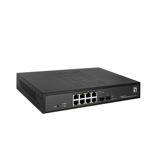 Levelone GES-2110P 8 x 1G POE RJ45 + 2 x 1G/100M SFP L2-lite Managed PoE Switch