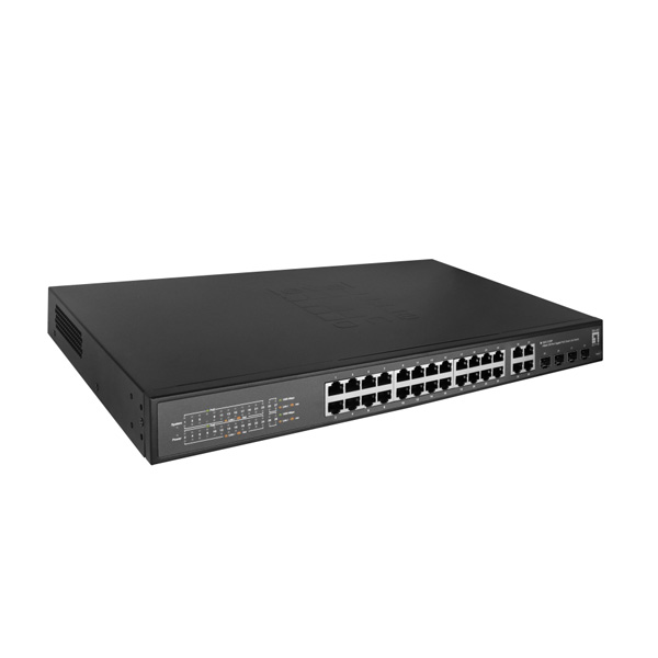 Levelone GES-2128P 24 x PoE + 4 x 100M/1G SFP L2-lite Managed PoE Switch