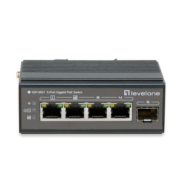 Levelone IGP-0501 2 x PoE 90W + 2 x PoE 30W + 1 x SFP Unmanaged Industrial PoE Switch