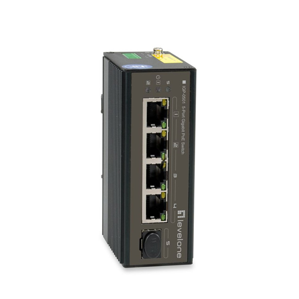 Levelone IGP-0502 4 x GbE PoE 30W + SFP Unmanaged Industrial PoE Switch