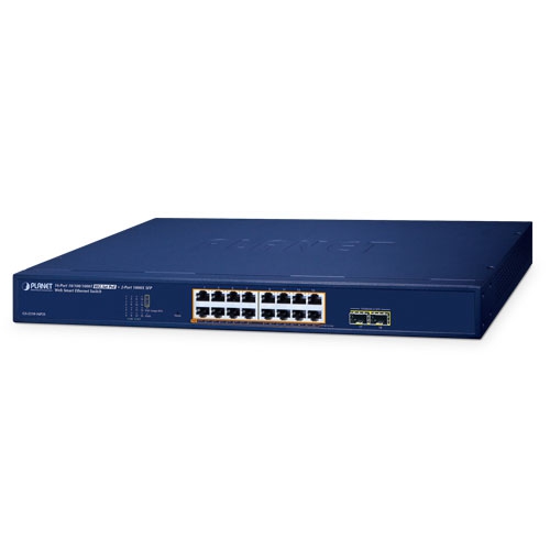 Planet GS-2210-16P2S 16 x GbE PoE 802.3at + 2 x 1G SFP L2 Lite Managed PoE Switch