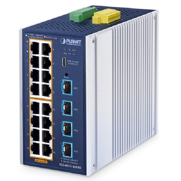 IGS-4215-16P4X Planet IGS-4215-16P4X 16 X 1G RJ45 POE 802.3AT + 4 X 10G/1G SFP IGS-4215 L2 INDUSTRIAL SWITCH