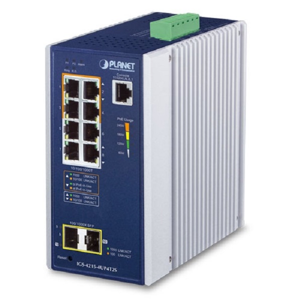 IGS-4215-4UP4T2S Planet IGS-4215-4UP4T2S 4 X 1G RJ45 POE 802.3BT + 4 X 1G RJ45 + 2 X 1G SFP IGS-4215 L2 INDUSTRIAL SWITCH