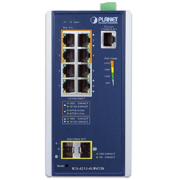 IGS-4215-4UP4T2S Planet IGS-4215-4UP4T2S 4 X 1G RJ45 POE 802.3BT + 4 X 1G RJ45 + 2 X 1G SFP IGS-4215 L2 INDUSTRIAL SWITCH