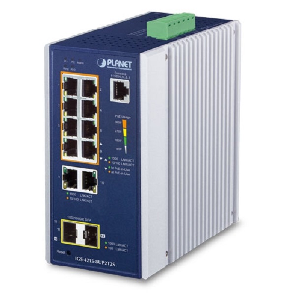 IGS-4215-8UP2T2S Planet IGS-4215-8UP2T2S 8 X 1G RJ45 POE 802.3BT + 2 X 1G RJ45 + 2 X 1G SFP IGS-4215 L2 INDUSTRIAL SWITCH