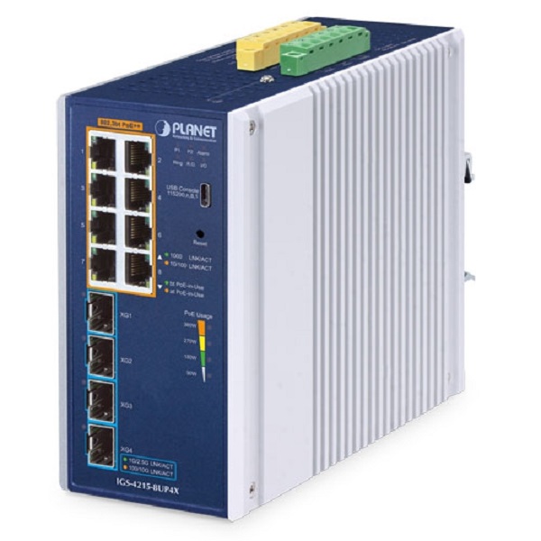 IGS-4215-8UP4X Planet IGS-4215-8UP4X 8 X 1G RJ45 POE 802.3BT + 4 X 10G/1G SFP IGS-4215 L2 INDUSTRIAL SWITCH