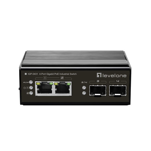 IGP-0431 Levelone IGP-0431 2 x GbE PoE 802.3bt 90W + 2 x 1G SFP Unmanaged Industrial PoE Switch