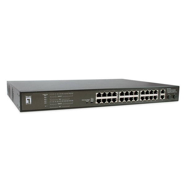 FGP-2831 Levelone FGP-2831 28 x FE PoE + 2 x GbE + 2 x SFP Unmanaged PoE Switch