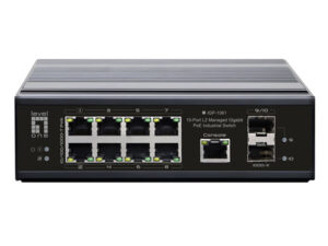 IGP-1061W120 Levelone IGP-1061W120 8 x GbE PoE + 2 x SFP with 120W Power Supply L2 Managed Industrial PoE Switch