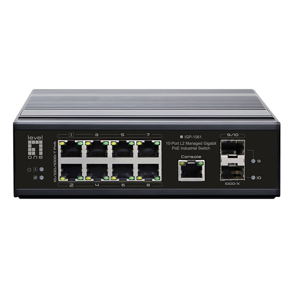 Levelone IGP-1061W120 8 x GbE PoE + 2 x SFP with 120W Power Supply L2 Managed Industrial PoE Switch