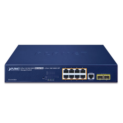 box_GS-4210-8P2Sv3_01 Planet GS-4210-8P2S 8GE PoE + 2SFP L2 Managed PoE Switch