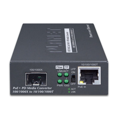 Planet GT-805A-PD 100/1000BASE-X SFP to 10/100/1000BASE-T PoE+ PD Media Converter