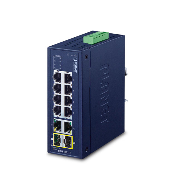 Planet IFGS-1022TF 8 x Port 10/100TX + 2-Port Gigabit TP/SFP Combo Industrial Switch