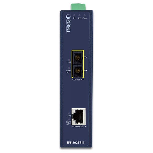 box_IFT-802TS15v1.1_01 Planet IFT-802TS15 100Base-FX to 10/100Base-TX Industrial Media Converter