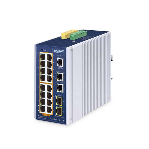 Planet IGS-4215-16P2T2S 16 x GbE PoE 802.3at + 2 x GbE + 2 x SFP L2 Managed Industrial PoE Switch