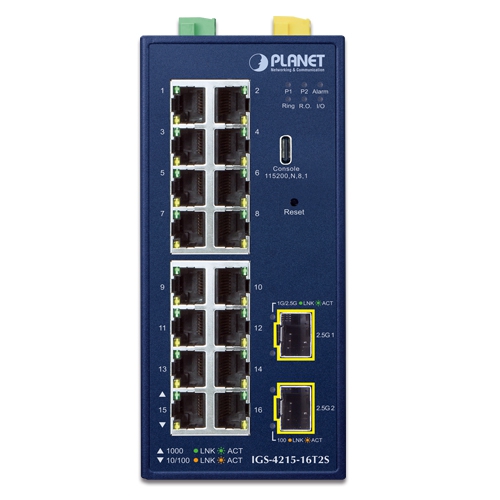 Planet IGS-4215-16T2S 16 x 10/100/1000T + 2-Port 100/1000X SFP L2 Managed Industrial Switch
