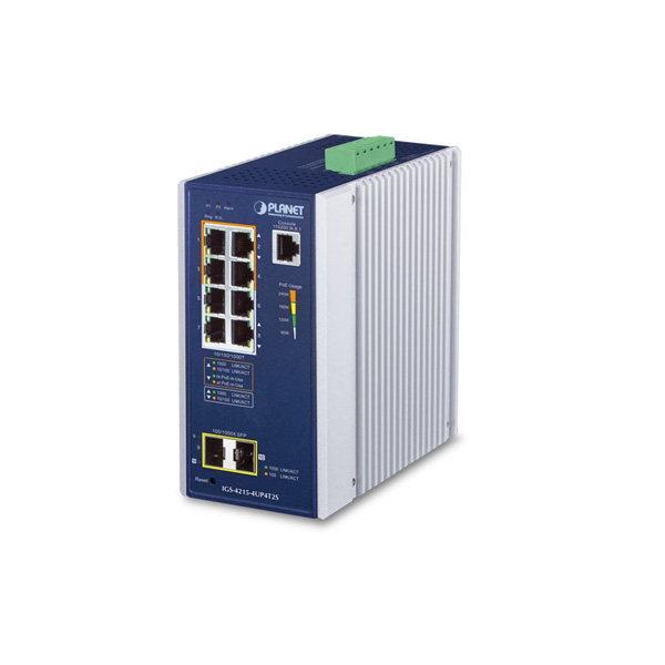 Planet IGS-4215-4UP4T2S 4 x GbE PoE 802.3bt + 4 x GbE + 2 x SFP L2 Managed Industrial PoE Switch
