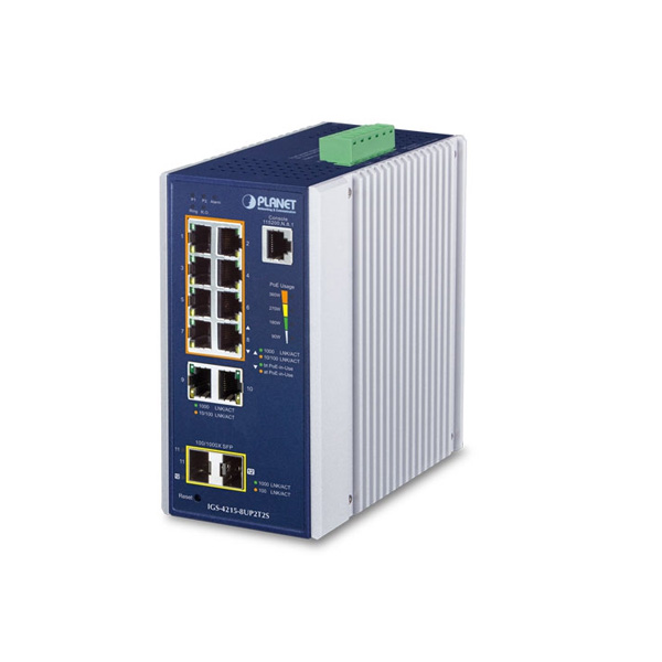 Planet IGS-4215-8UP2T2S 8 x GbE PoE 802.3bt + 2 x GbE + 2 x SFP L2 Managed Industrial PoE Switch