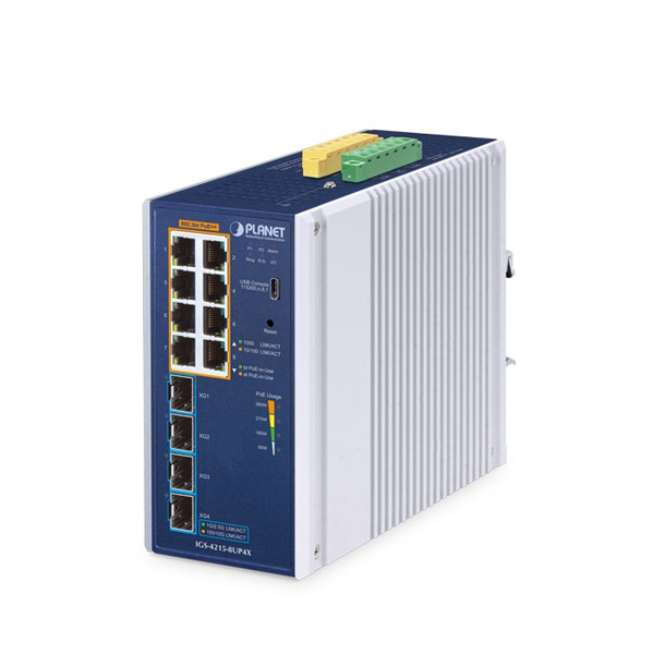 Planet IGS-4215-8UP4X 8 x GbE PoE 802.3bt + 4 x 10G SFP L2+ Managed Industrial PoE Switch