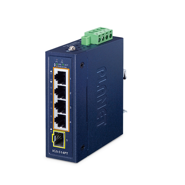 Planet IGS-514PT 4 x GbE 802.3at + 1G SFP Reliable Industrial PoE Switch