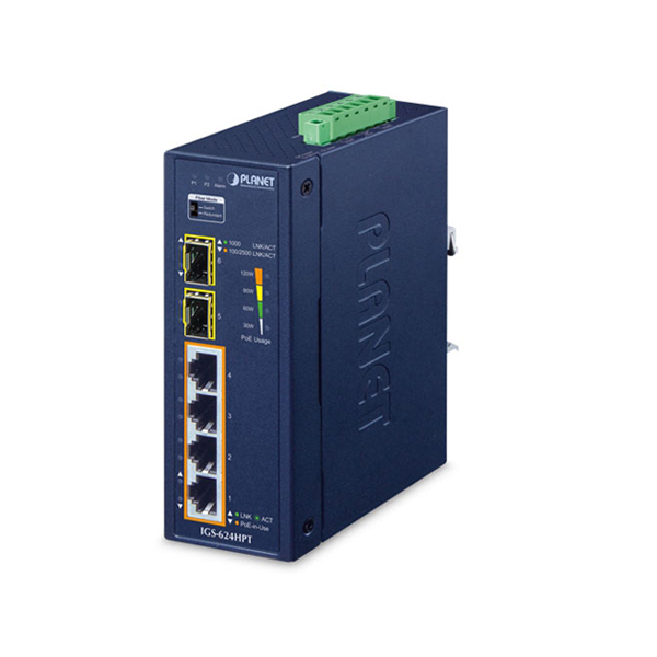 box_IGS-624HPTv2.1 Planet IGS-624HPT 4GE PoE + 2 SFP Unmanaged Industrial PoE Switch