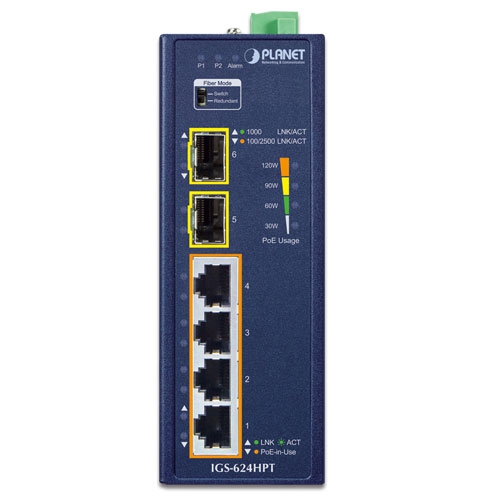 box_IGS-624HPTv2.1_01 Planet IGS-624HPT 4GE PoE + 2 SFP Unmanaged Industrial PoE Switch