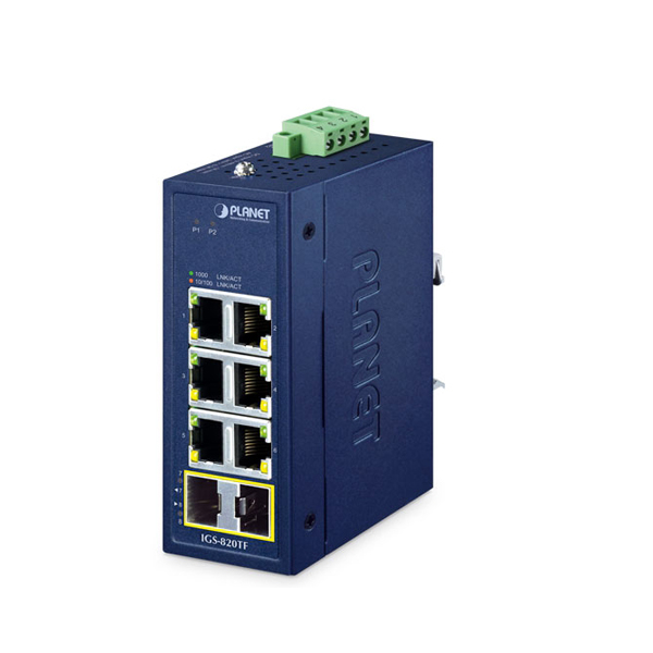 Planet IGS-820TF 6 x Port 10/100/1000T + 2-Port 100/1000X SFP Compact Industrial Switch