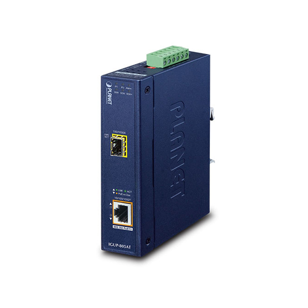 box_IGUP-805ATv3 Planet IGUP-805AT Industrial 1-Port 100/1000X SFP to 1-Port 10/100/1000T 802.3bt PoE++ Media Converter