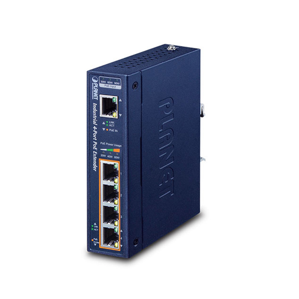 Planet IPOE-E174 1 x 802.3bt PoE++ to 4 x 802.3af/at Gigabit Industrial PoE Extender