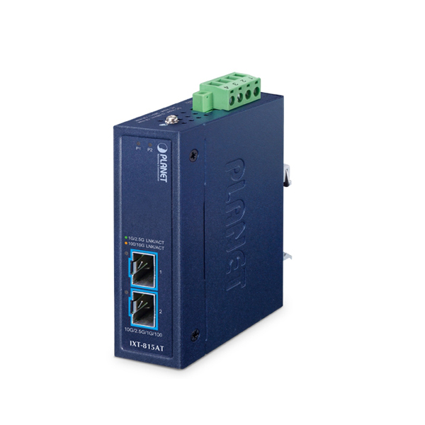 Planet IXT-815AT 2 x Port 10G/2.5G/1G/100BASE-X SFP+ Compact Industrial Media Converter